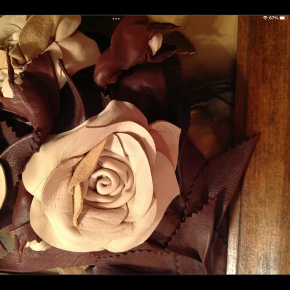 Leather Floral 3D Wall Art Handmade 
20” x 14.5” - Picture 7 of 8